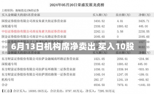 6月13日机构席净卖出 买入10股